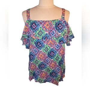 Hailey Lyn NWT Colorful Patterned Women's Off Shoulder With Straps Top